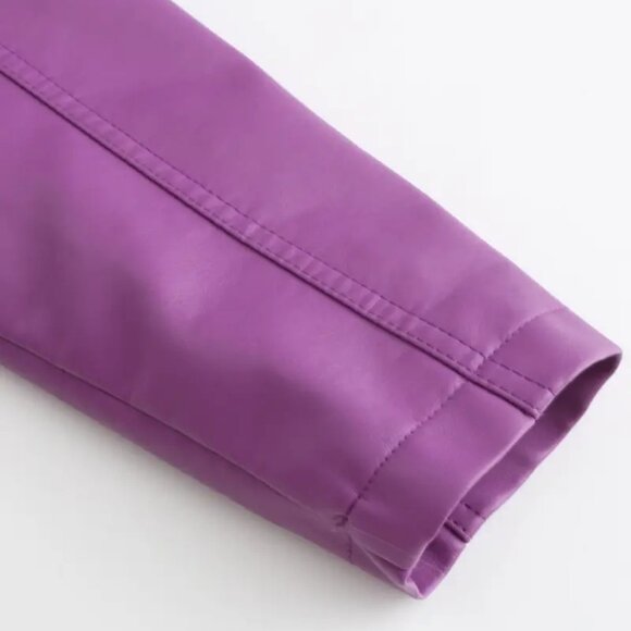Gorgeous Violet Purple Faux Leather Pleather Moto Jacket - Picture 7 of 10